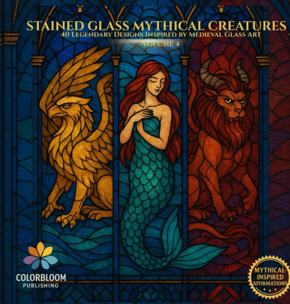 Stained Glass Mythical Creatures: 40 Legendary Designs Inspired by Medieval Glass Art